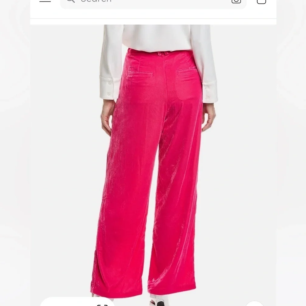 NWT STAUD velvet pink pants - Picture 2 of 3